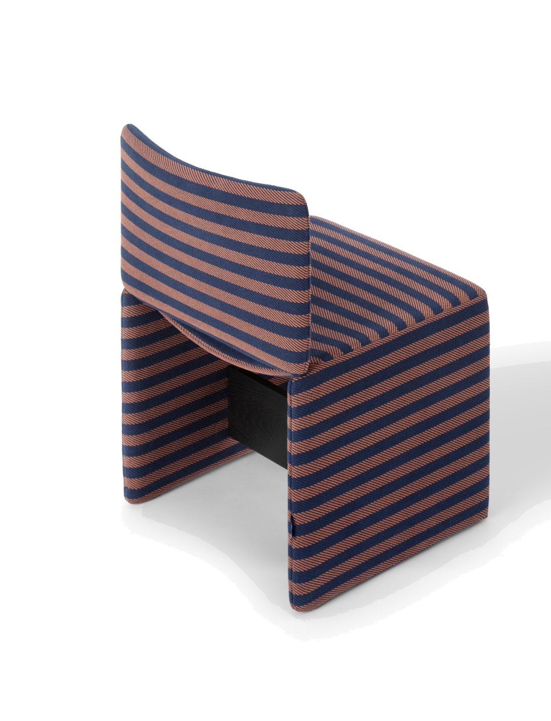 Cubola Chair by Miniforms in striped fabric, side view of the seat and backrest – In Dubai by WSPR