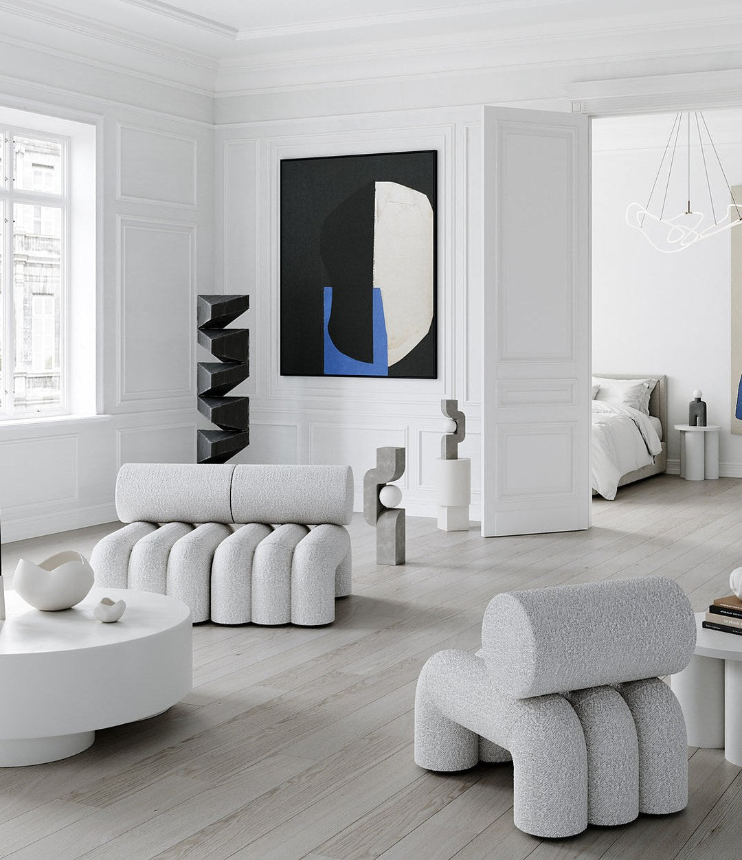 Curve Bowl, Big by 101 Copenhagen in Bone White in a styled interior – In Dubai by WSPR