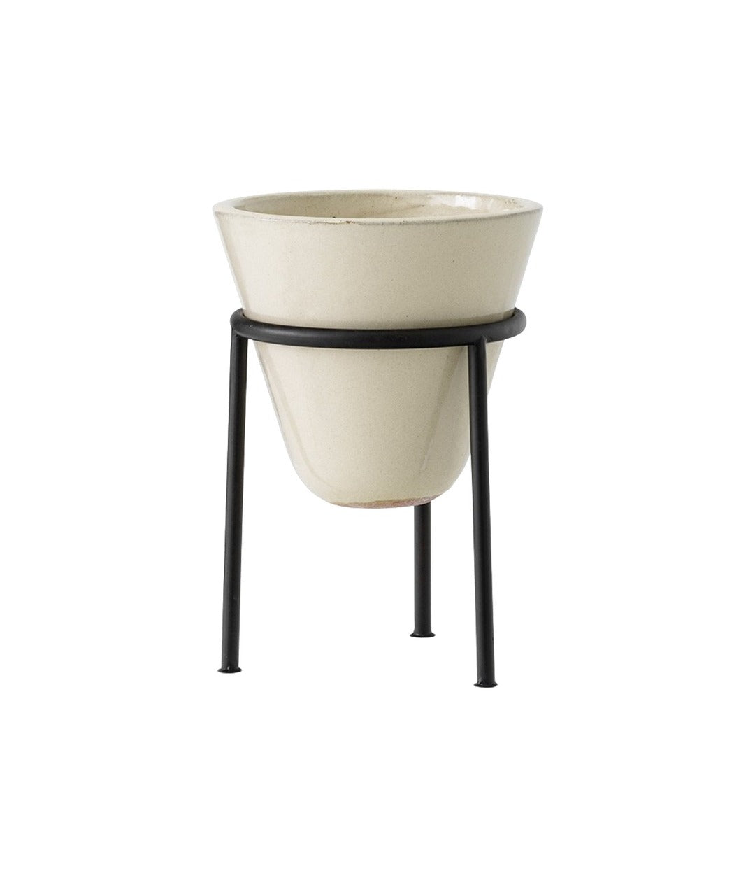 Daiza Planter by Audo in glazed ivory stoneware, small size, angled view – In Dubai by WSPR
