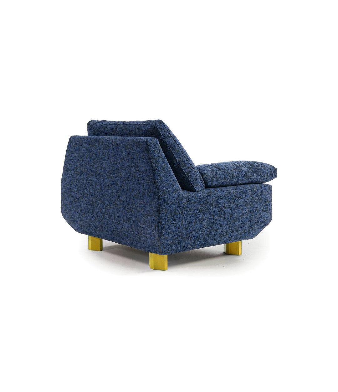 DB Armchair by Sancal in blue with yellow feet, side view – In Dubai by WSPR