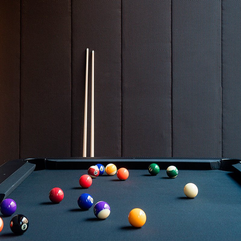 Diagonal Pool Table by RS Barcelona detail of the balls on the cloth – In Dubai by WSPR