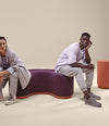 Dividuals Pouf by Sancal shaped pouf in plum with round poufs – In Dubai by WSPR