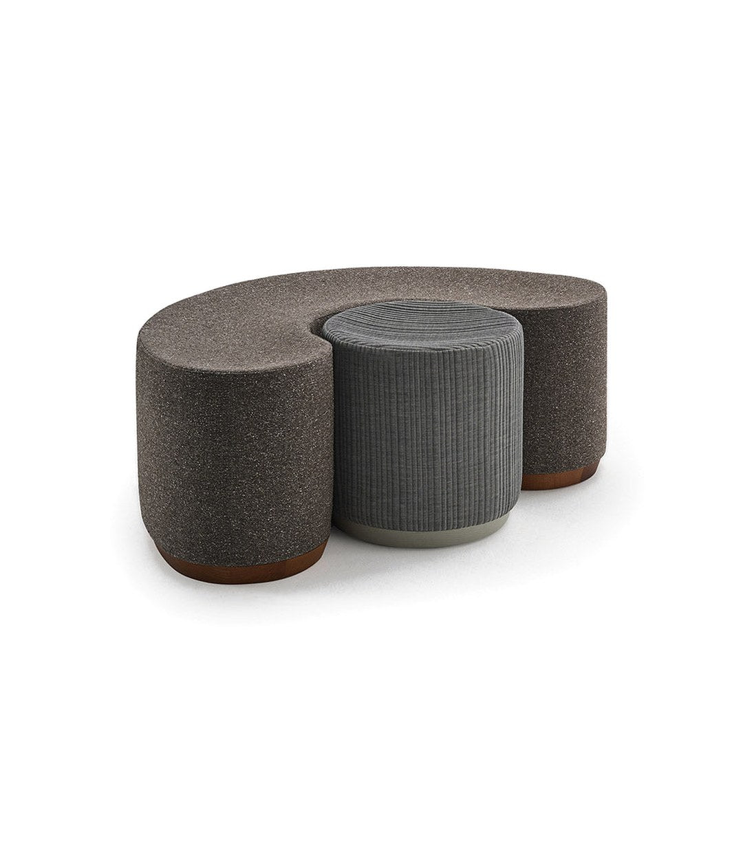 Dividuals Pouf by Sancal round pouf slotted into the shaped pouf – In Dubai by WSPR
