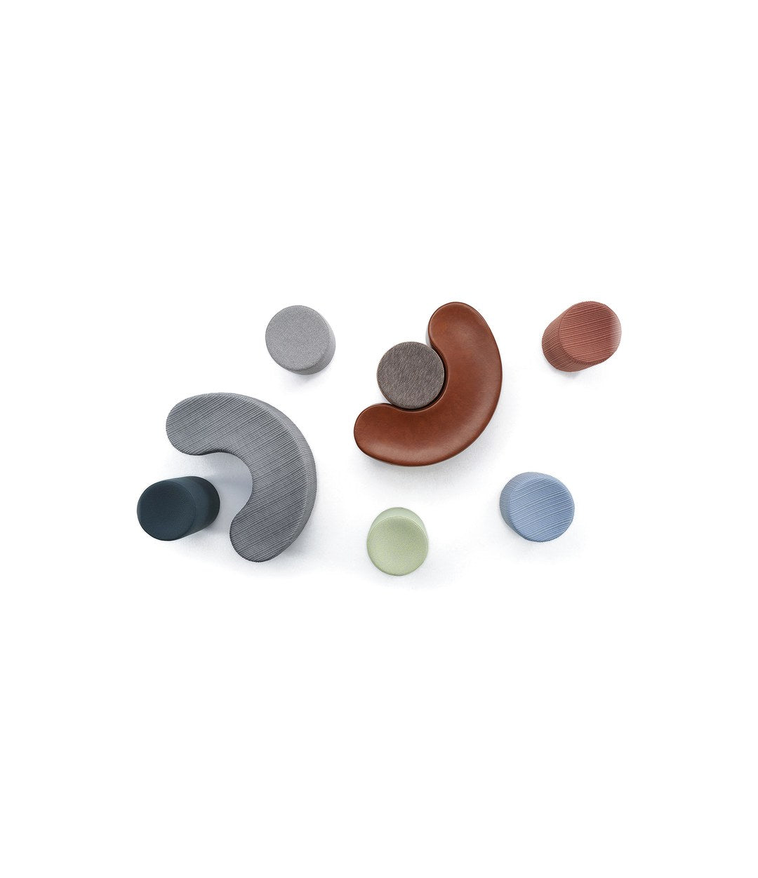 Dividuals Pouf by Sancal a set in six colours seen from above – In Dubai by WSPR