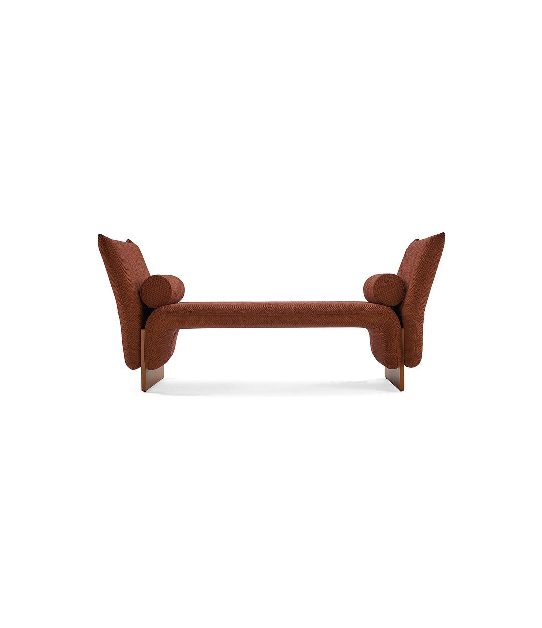 Diwan Bench by Sancal divan with arms in rust, front view – In Dubai by WSPR