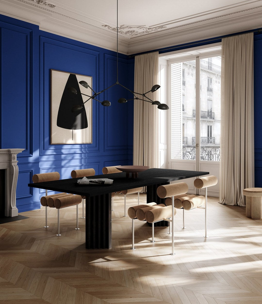 Drop Chandelier by 101 Copenhagen in Bronze (5m) in a styled interior – In Dubai by WSPR