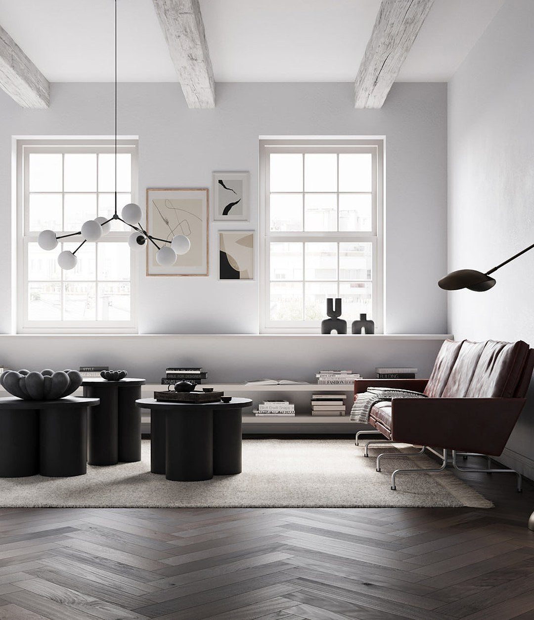 Drop Chandelier Bulp, Mini by 101 Copenhagen in Grey (5m) in a styled interior, view 3 – In Dubai by WSPR