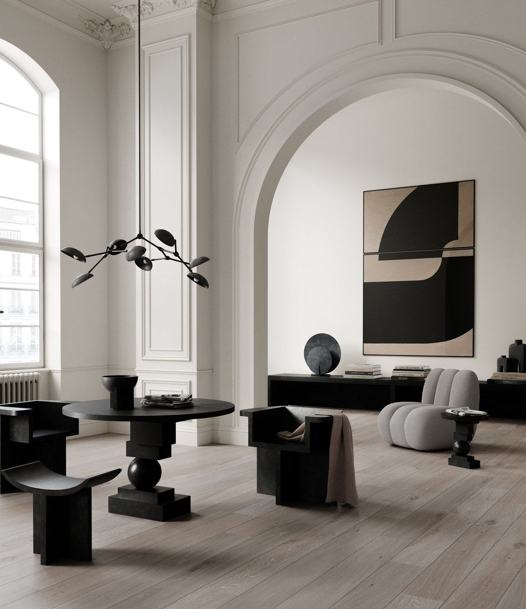 Drop Chandelier, Mini by 101 Copenhagen in Oxidized (5m) in a styled interior – In Dubai by WSPR
