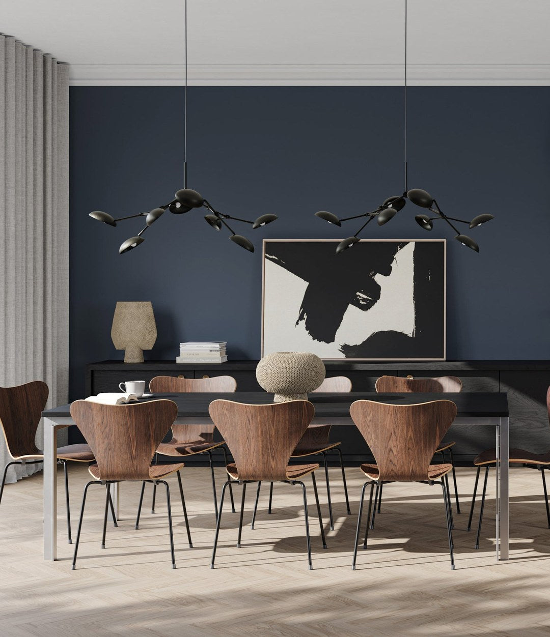 Drop Chandelier, Mini by 101 Copenhagen in Bronze (5m) in a styled interior – In Dubai by WSPR