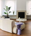 Duo Maxi Modular Sofa by Sancal curved sofa in white bouclé by a fireplace – In Dubai by WSPR