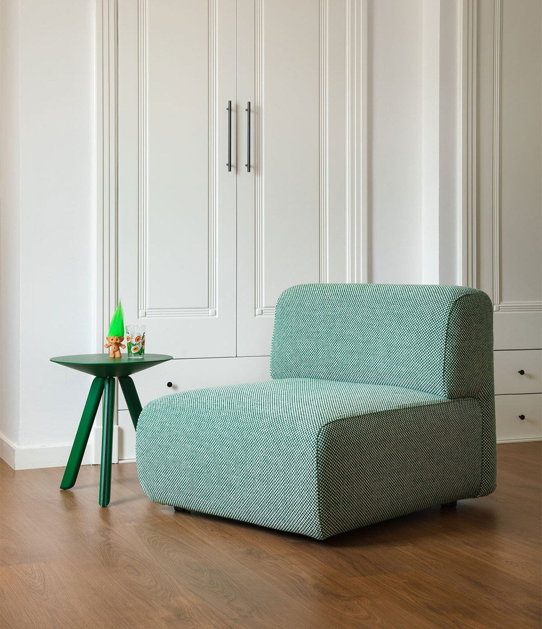 Duo Mini Armchair by Sancal in mint green with a green side table – In Dubai by WSPR