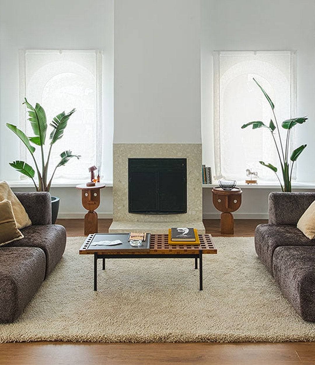 Duo Mini Modular Sofa by Sancal two sofas facing each other in dark brown – In Dubai by WSPR