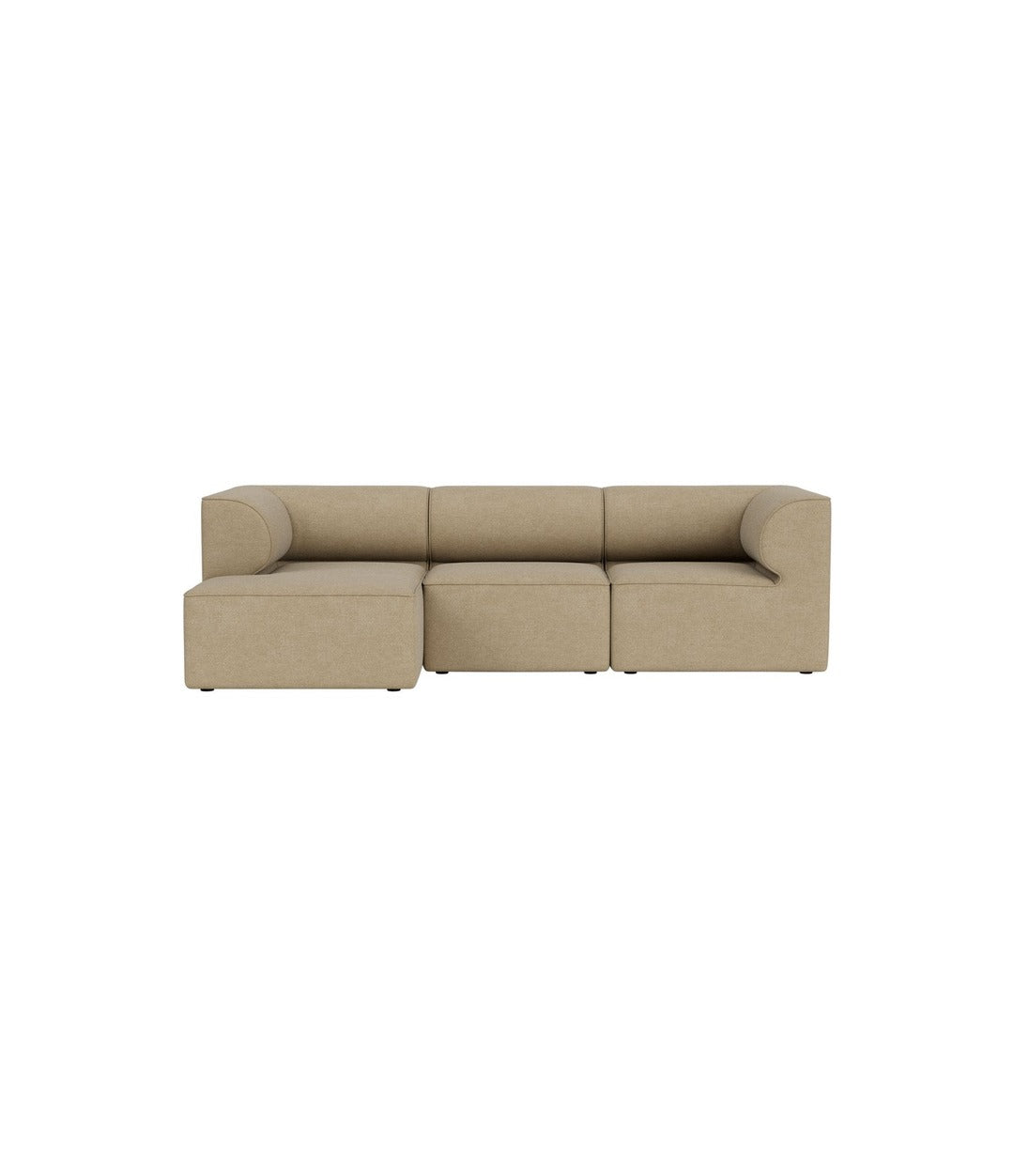 Eave Modular Sofa 86 by Audo in Audo Bouclé 02, Configuration 12 3-seater with left chaise longue, front view – In Dubai by WSPR