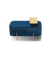 Elephant Pouf by Sancal bench with oak tray in blue on copper legs – In Dubai by WSPR