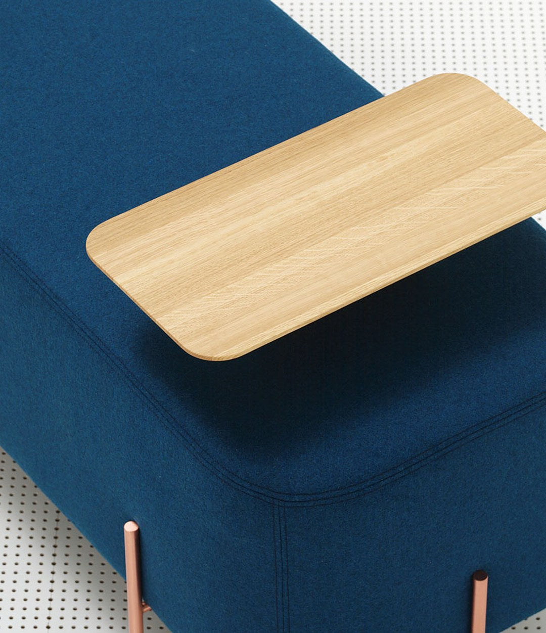 Elephant Pouf by Sancal detail of the slatted oak tray – In Dubai by WSPR