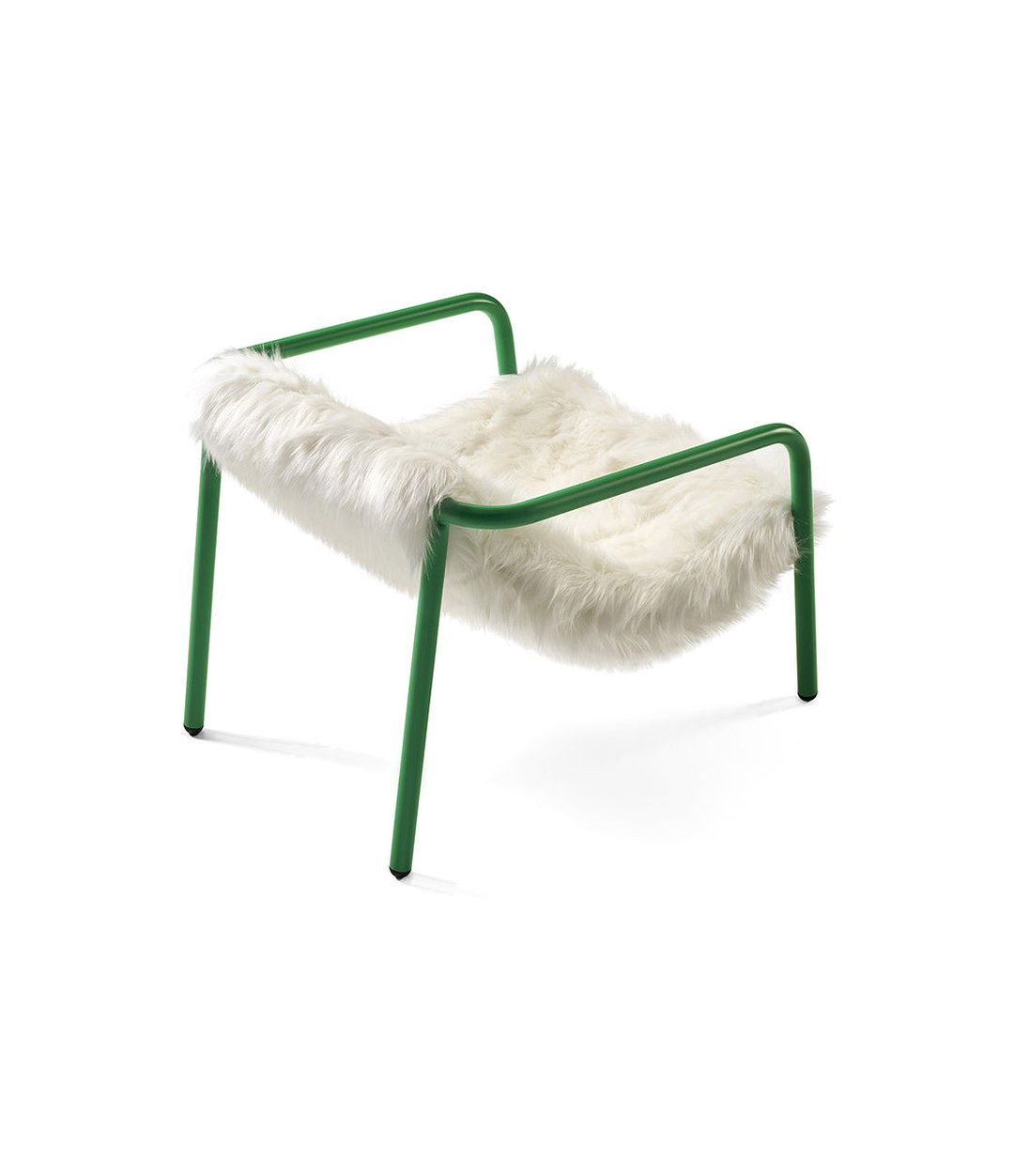 Elle Mini Lounge Chair by Sancal in white furry textile on a green frame – In Dubai by WSPR