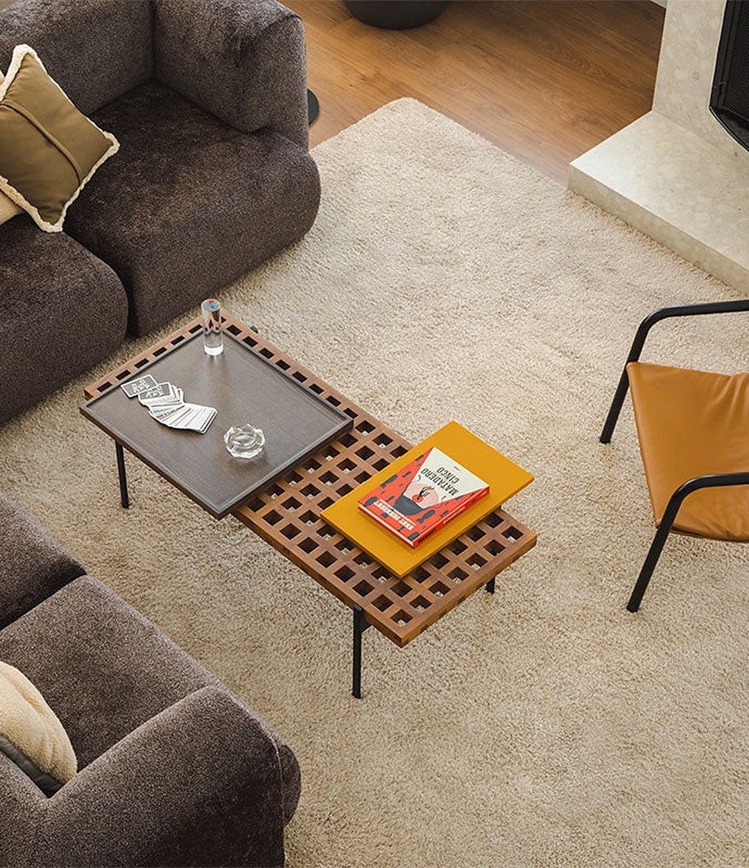 Elle Mini Lounge Chair by Sancal in tan leather in a living room – In Dubai by WSPR