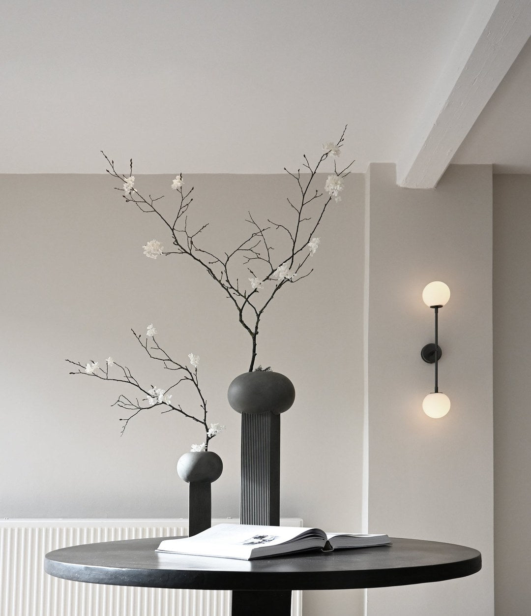 Empire Vase, Big by 101 Copenhagen in Dark Grey in a styled interior – In Dubai by WSPR