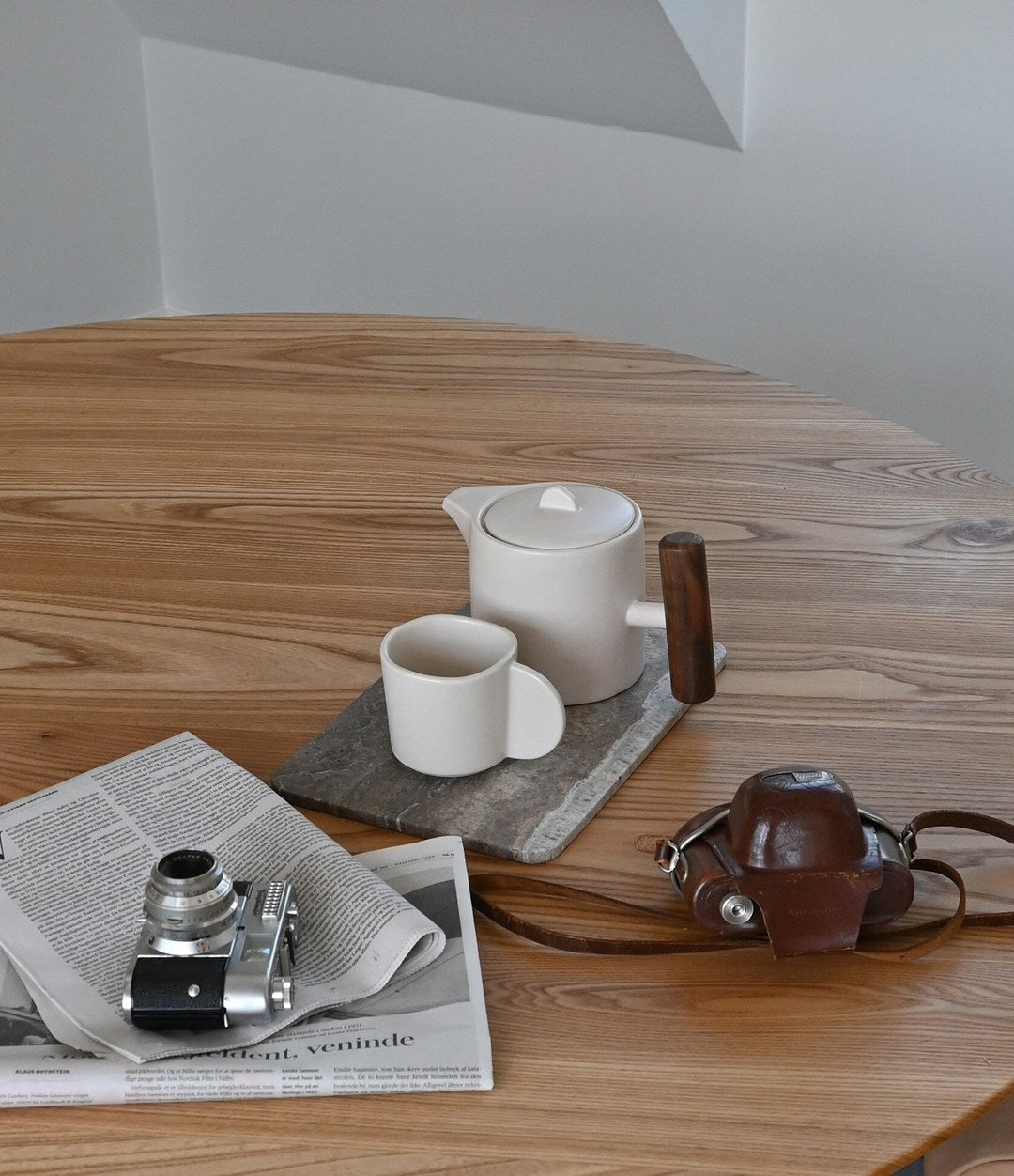 Enkei Tray Rectangular, Mini by 101 Copenhagen in Silver Travertine in a styled interior – In Dubai by WSPR