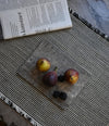 Enkei Tray Rectangular, Petit by 101 Copenhagen in Silver Travertine in a styled interior, view 2 – In Dubai by WSPR