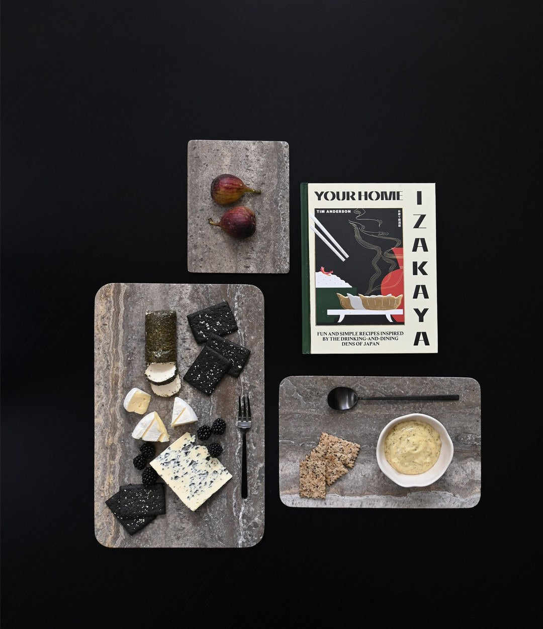 Enkei Tray Rectangular, Petit by 101 Copenhagen in Silver Travertine in a styled interior, view 3 – In Dubai by WSPR