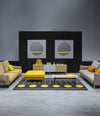 Estante Acoustic Shelving by Sancal low units beside sofas in a lounge – In Dubai by WSPR