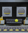 Estante Acoustic Shelving by Sancal low units beside a black sofa – In Dubai by WSPR