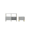 Estante Acoustic Shelving by Sancal open units in grey with a small unit on wheels – In Dubai by WSPR