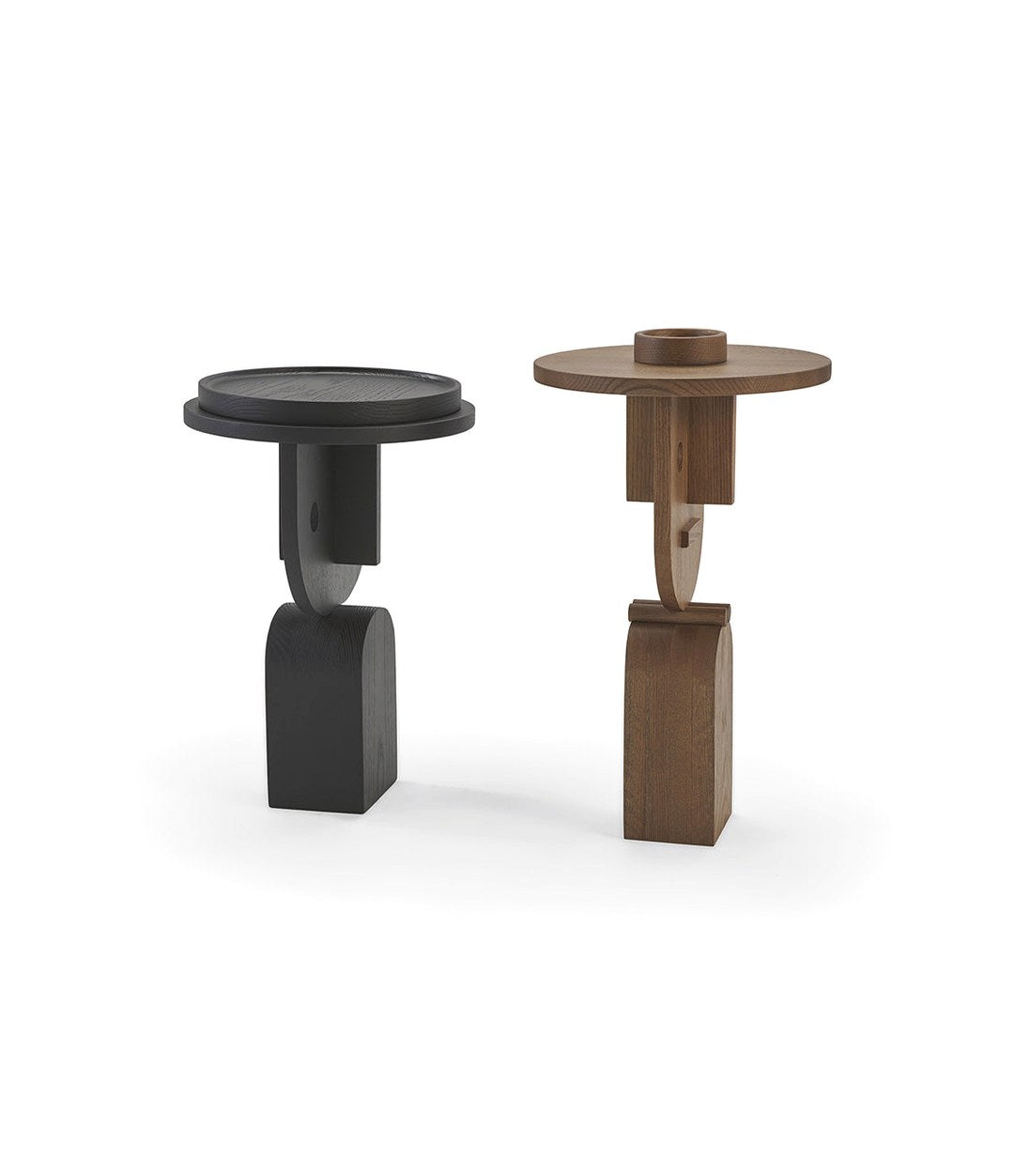 Faces Side Table by Sancal pair in black and dark oak, side view – In Dubai by WSPR