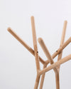 Game of Trust Coat Rack by Miniforms in natural beech, detail of the Y-shaped elements – In Dubai by WSPR