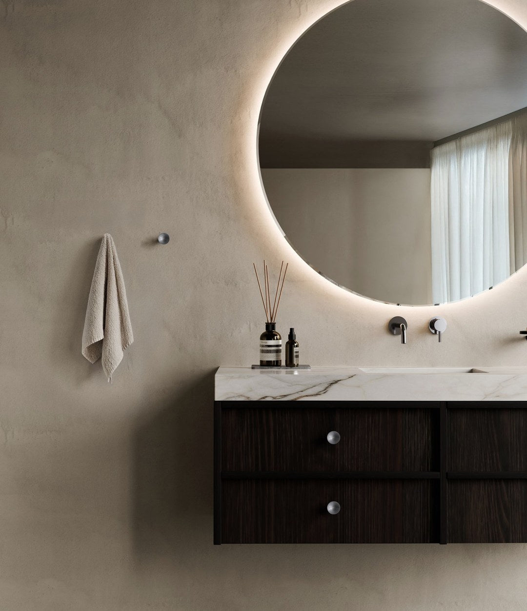 HiHat Knobs, Mini by 101 Copenhagen in Brushed Steel in a styled interior – In Dubai by WSPR