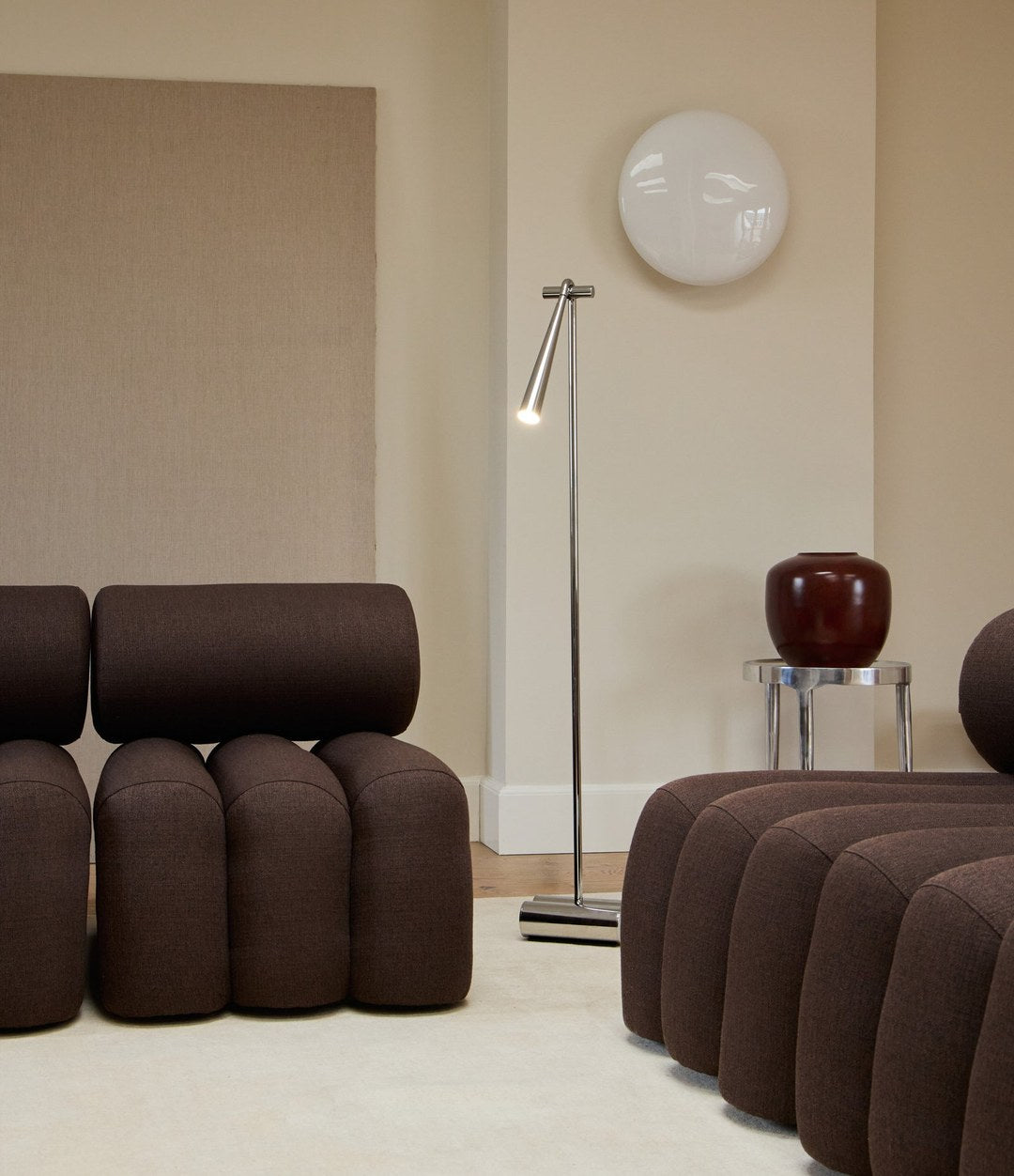 Hikari Wall Lamp, Ø45 by 101 Copenhagen in Opal White in a styled interior, view 2 – In Dubai by WSPR