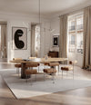 Hiro Dining Chair by 101 Copenhagen in Stainless Steel Frame / Nubuck in a styled interior – In Dubai by WSPR
