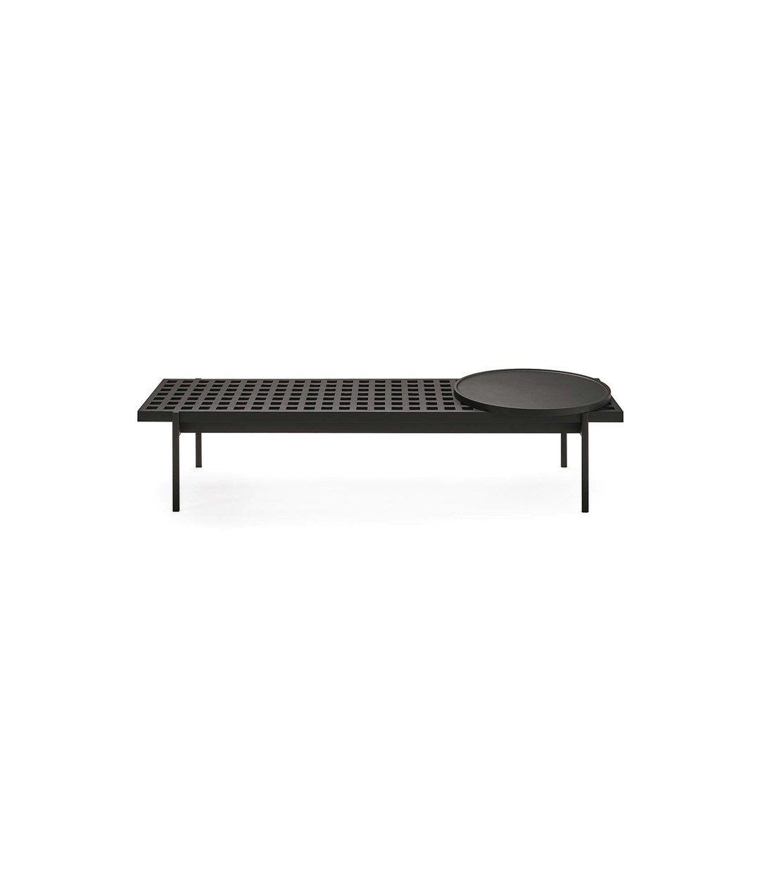 Interchange Bench by Sancal in black with a round black table – In Dubai by WSPR