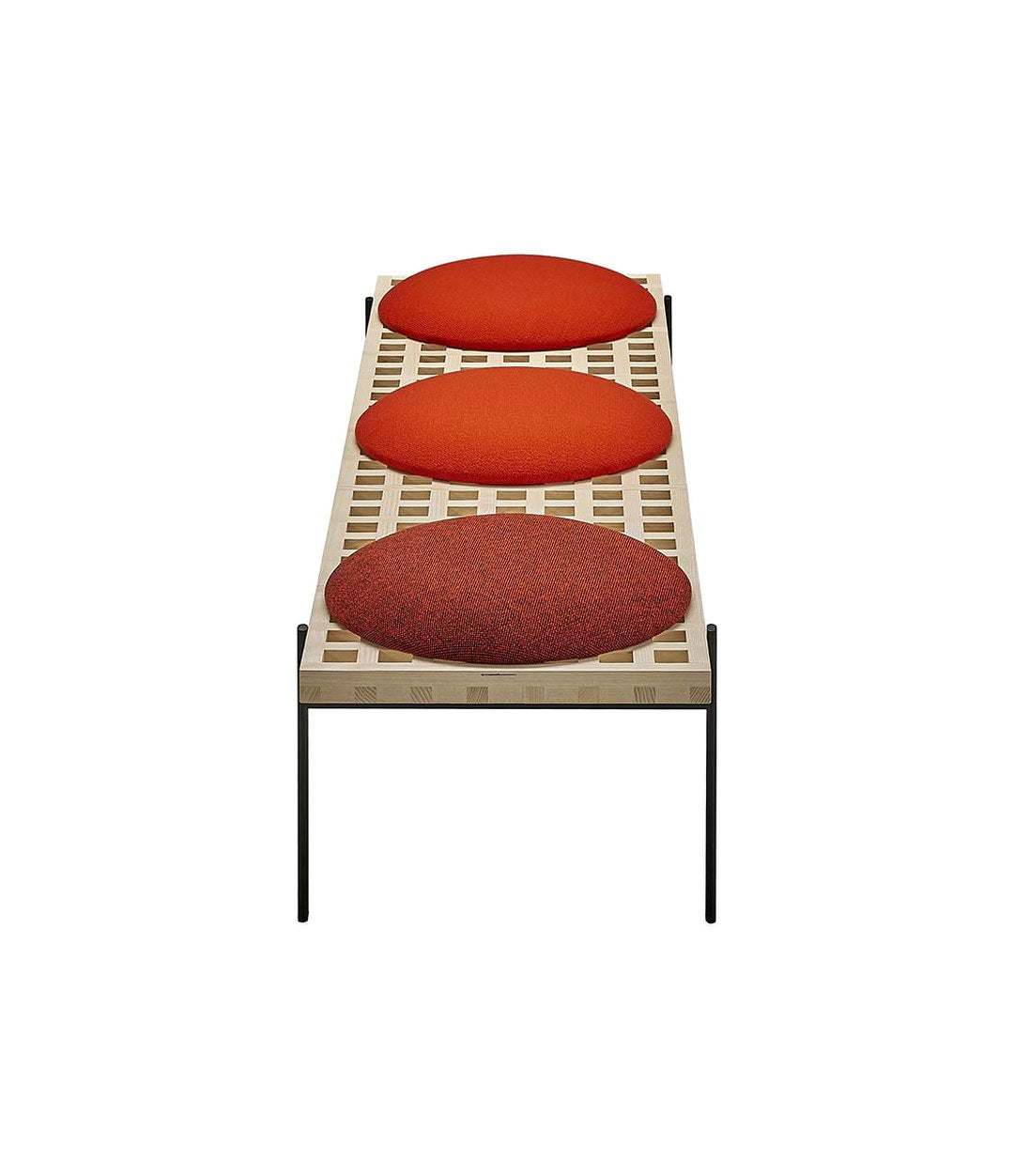 Interchange Bench by Sancal in natural ash with three seats, end view – In Dubai by WSPR