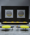 Interchange Bench by Sancal benches with yellow seats in a gallery space – In Dubai by WSPR