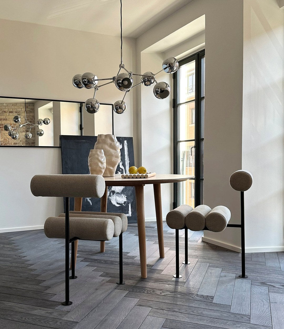 Katachi Vase, Medio by 101 Copenhagen in High Glaze Birch in a styled interior – In Dubai by WSPR