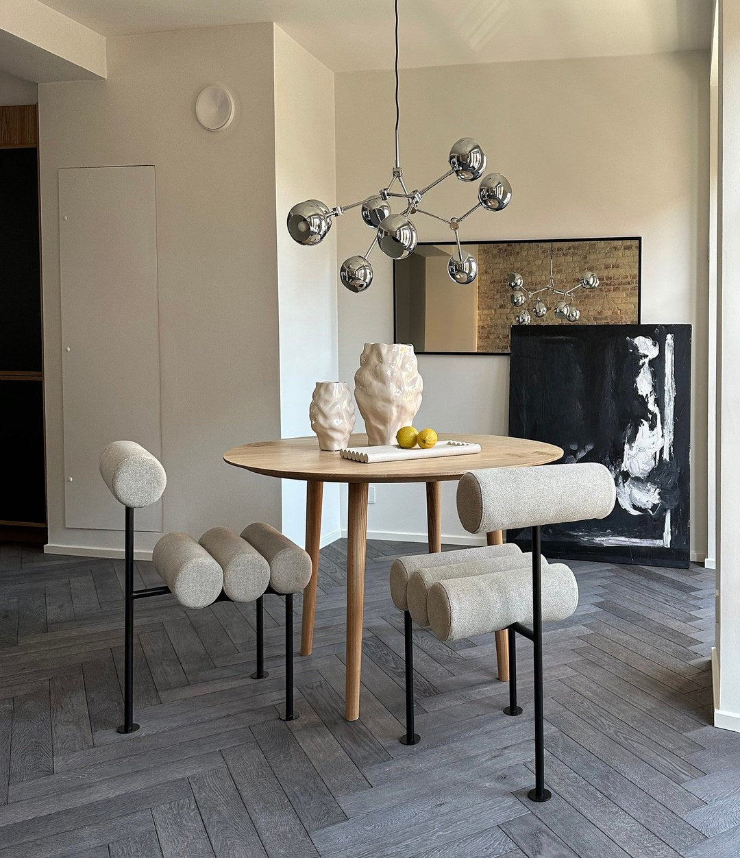 Katachi Vase, Mini by 101 Copenhagen in High Glaze Birch in a styled interior, view 2 – In Dubai by WSPR