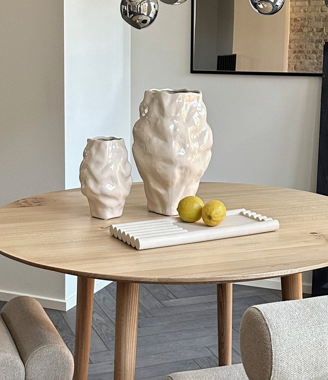 Katachi Vase, Mini by 101 Copenhagen in High Glaze Birch in a styled interior, view 3 – In Dubai by WSPR