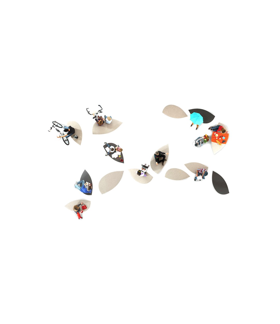 Konoha Bench by Sancal a scattered group seen from above – In Dubai by WSPR