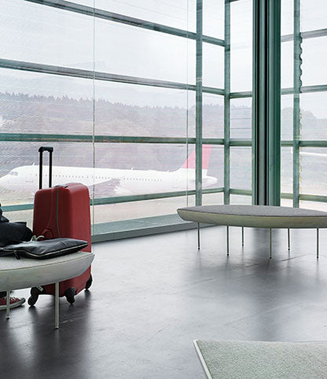 Konoha Bench by Sancal benches in an airport lounge – In Dubai by WSPR