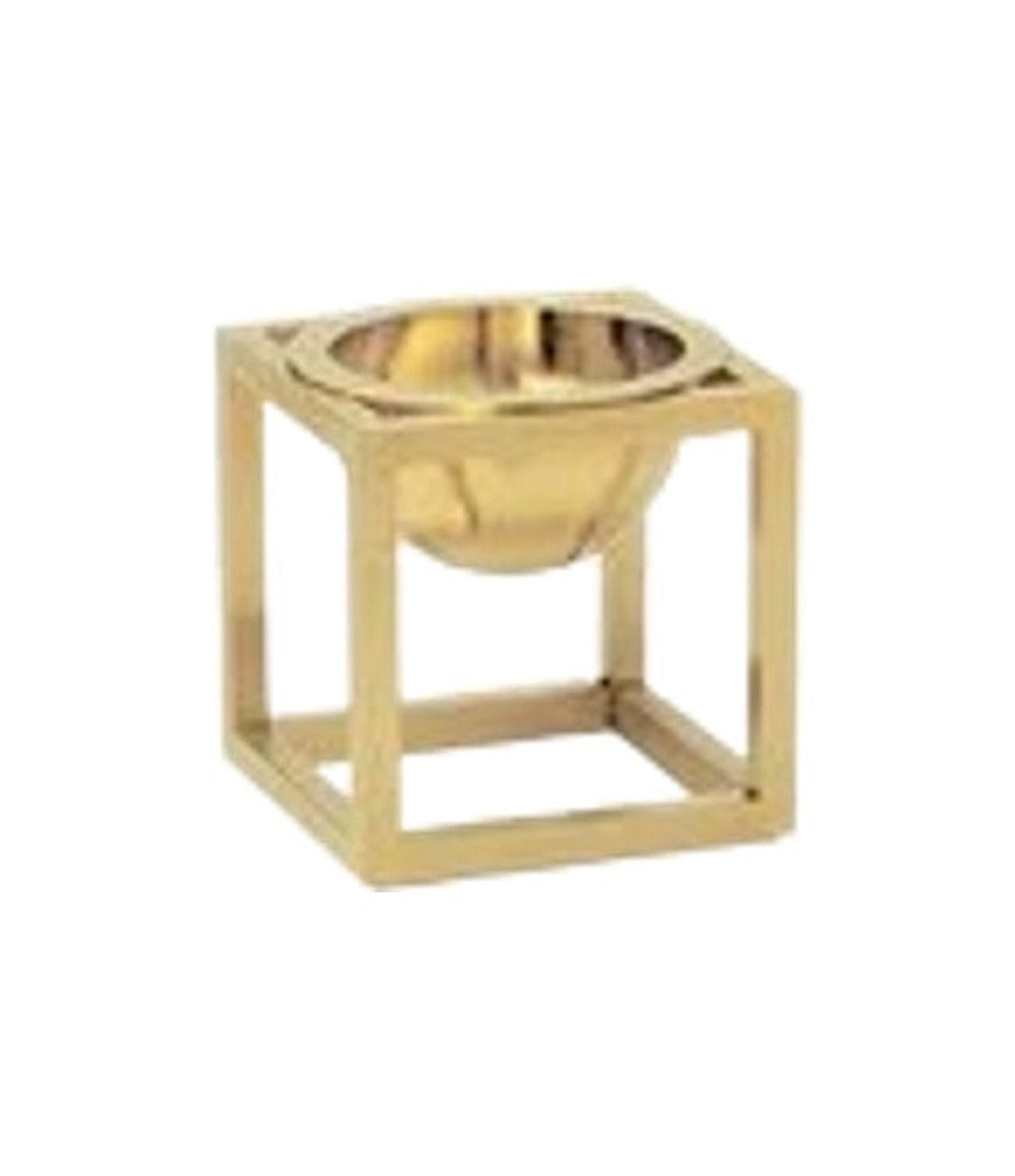 Kubus Bowl by Audo in gold-plated, mini size, angled view – In Dubai by WSPR