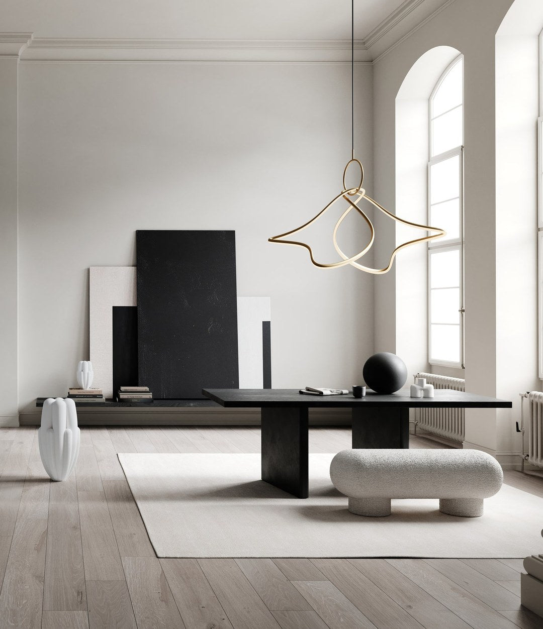 Kumo Chandelier, Big by 101 Copenhagen in Brass in a styled interior – In Dubai by WSPR