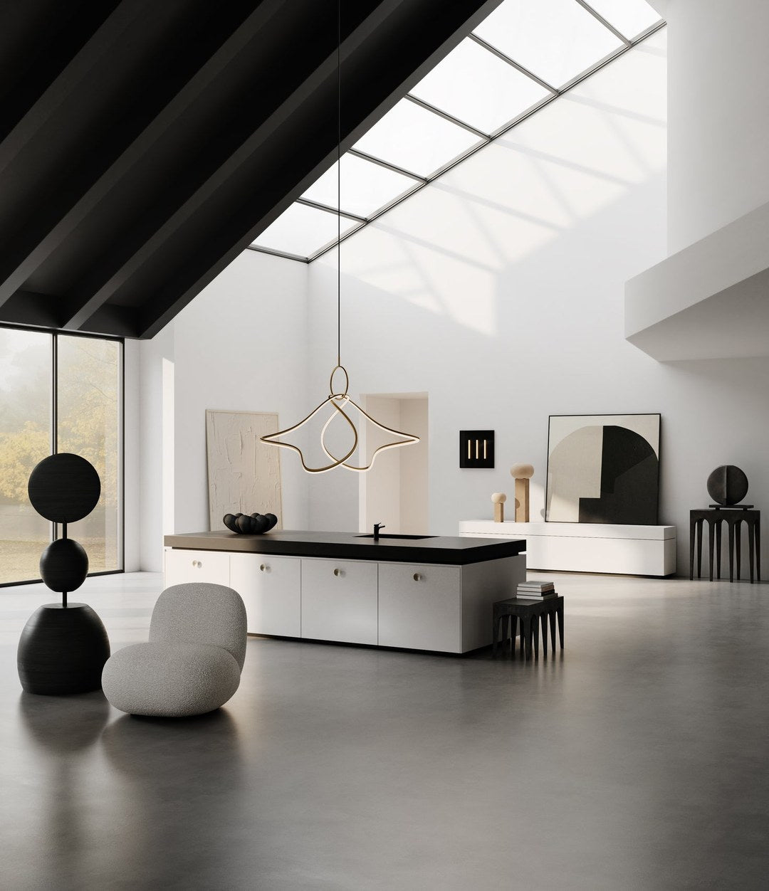 Kumo Chandelier, Big by 101 Copenhagen in Brass in a styled interior, view 2 – In Dubai by WSPR