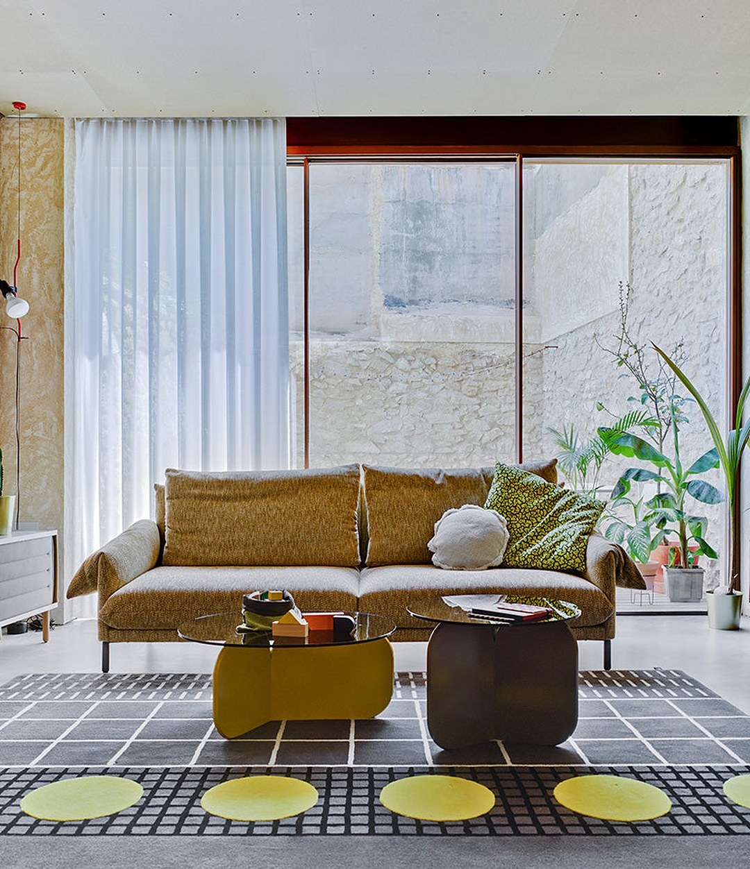 La Isla Coffee Table by Sancal in yellow and grey in a living room – In Dubai by WSPR