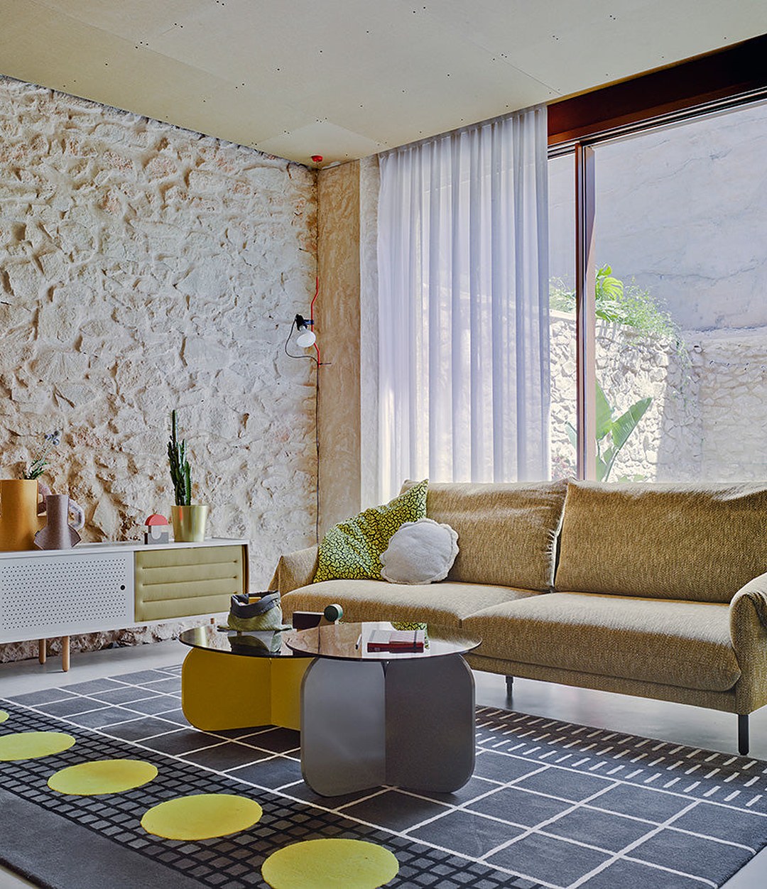 La Isla Coffee Table by Sancal in yellow and grey, wide view – In Dubai by WSPR