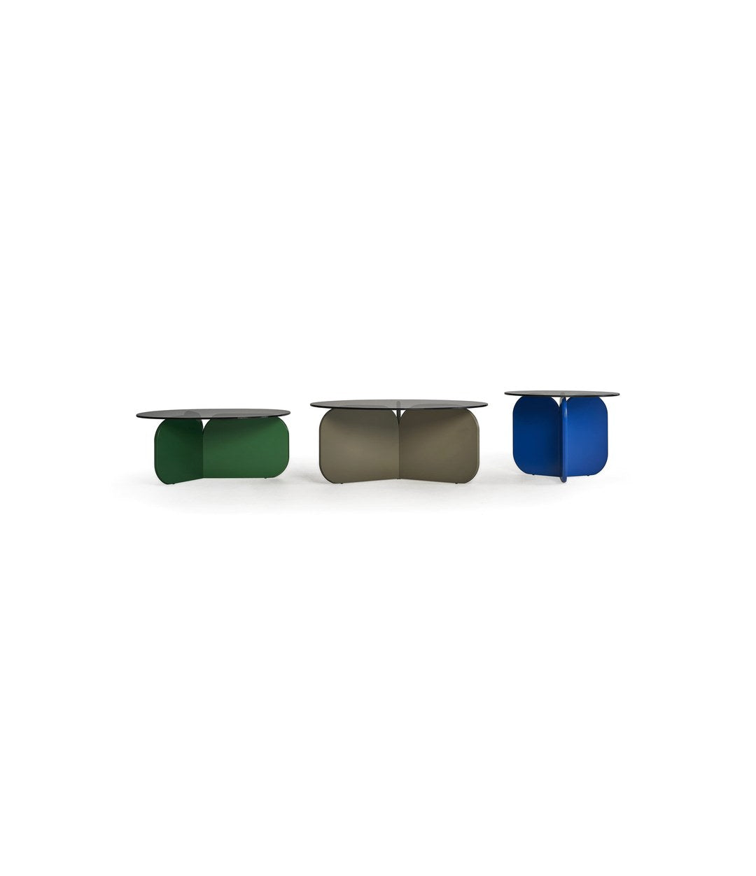 La Isla Coffee Table by Sancal three tables in green, grey and blue, side view – In Dubai by WSPR