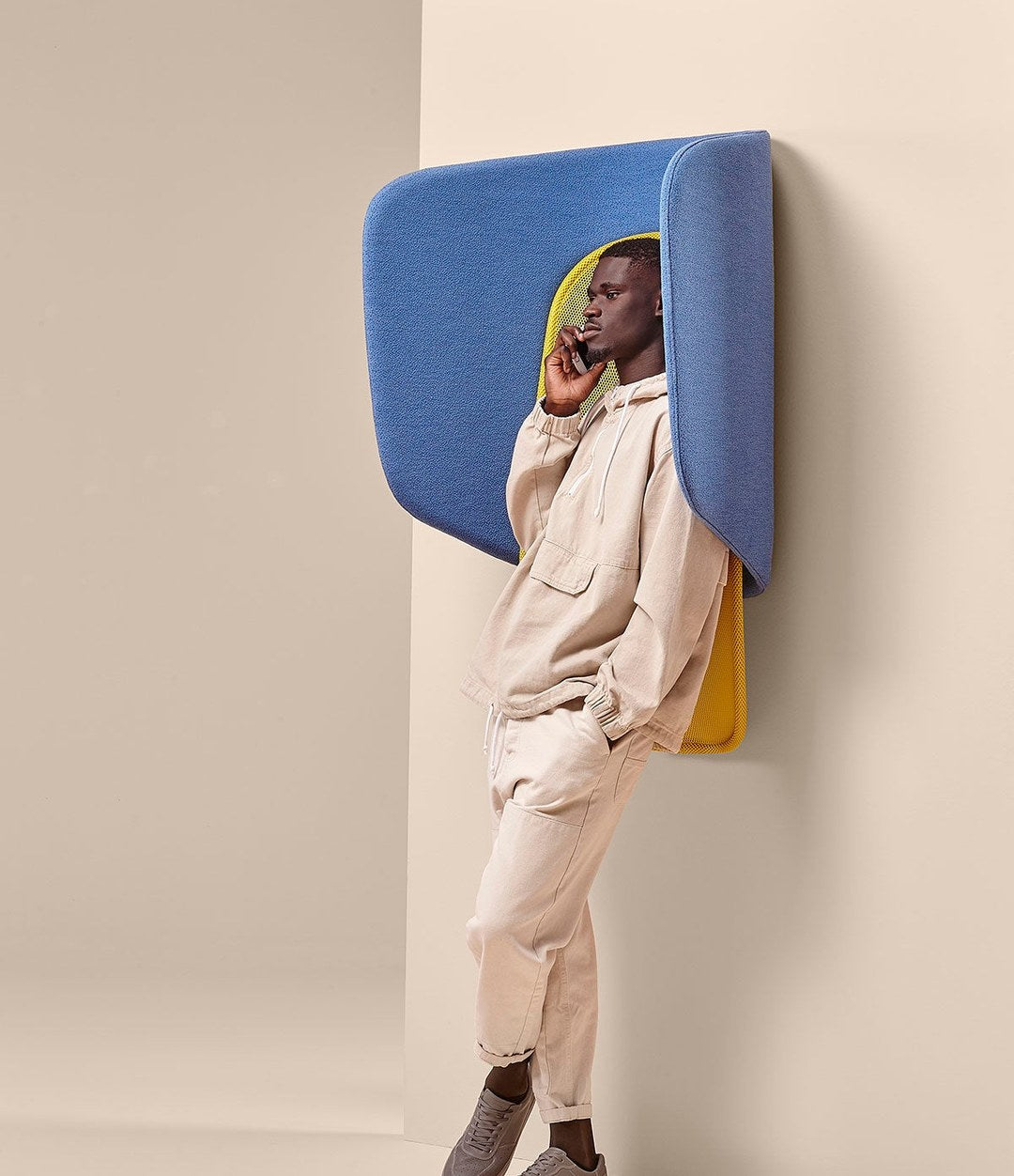 Lapso Acoustic Cabin by Sancal in blue, side view – In Dubai by WSPR