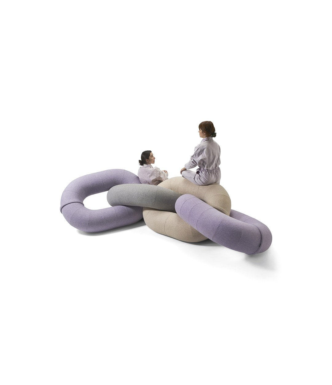 Link Sofa by Sancal friends sitting on a lilac and grey chain – In Dubai by WSPR
