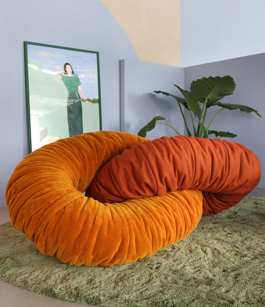 Link Sofa by Sancal Wrinkled Links in orange, close view – In Dubai by WSPR